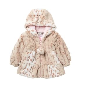 WIDGEON Hooded Faux Fur Swing Coat (Baby Girls)